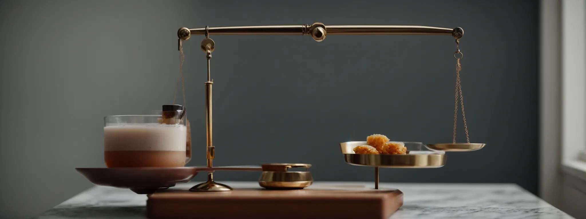 a balance scale delicately poised, symbolizing the fine line between effective seo and spam tactics.