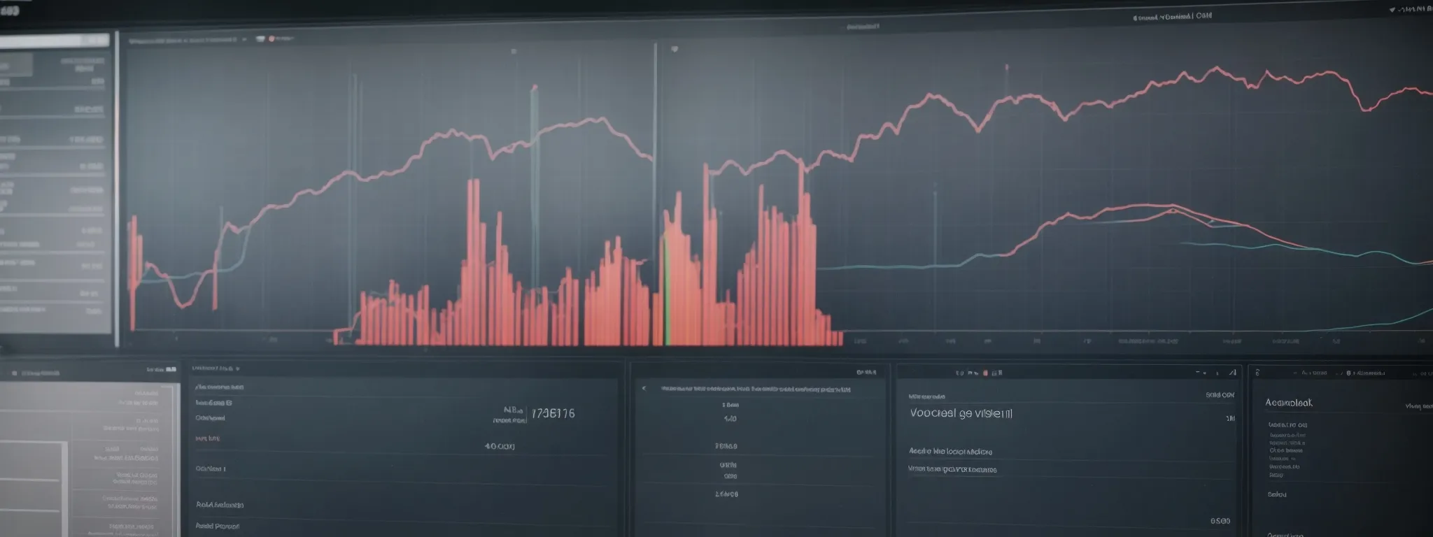 a computer screen displaying graphs and data charts representing website analytics and backlink profiles.