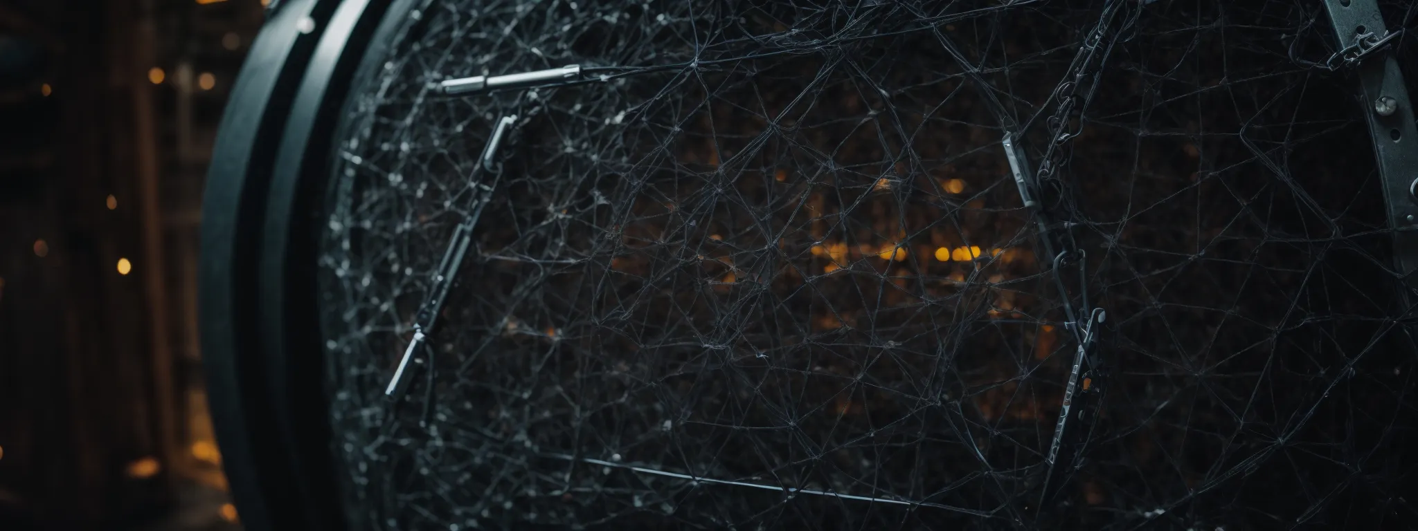 a shield emblazoned with a secure padlock stands against a backdrop of interconnected web nodes representing a fortified website.