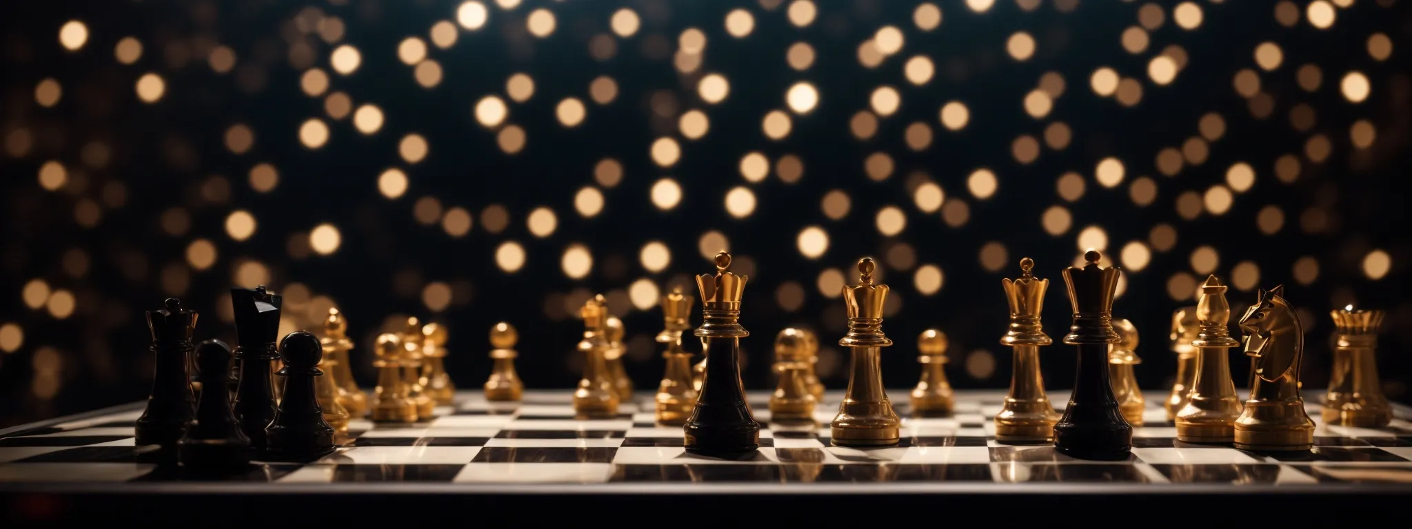 a chessboard against a backdrop of glowing digital screens showcasing diverse web pages.