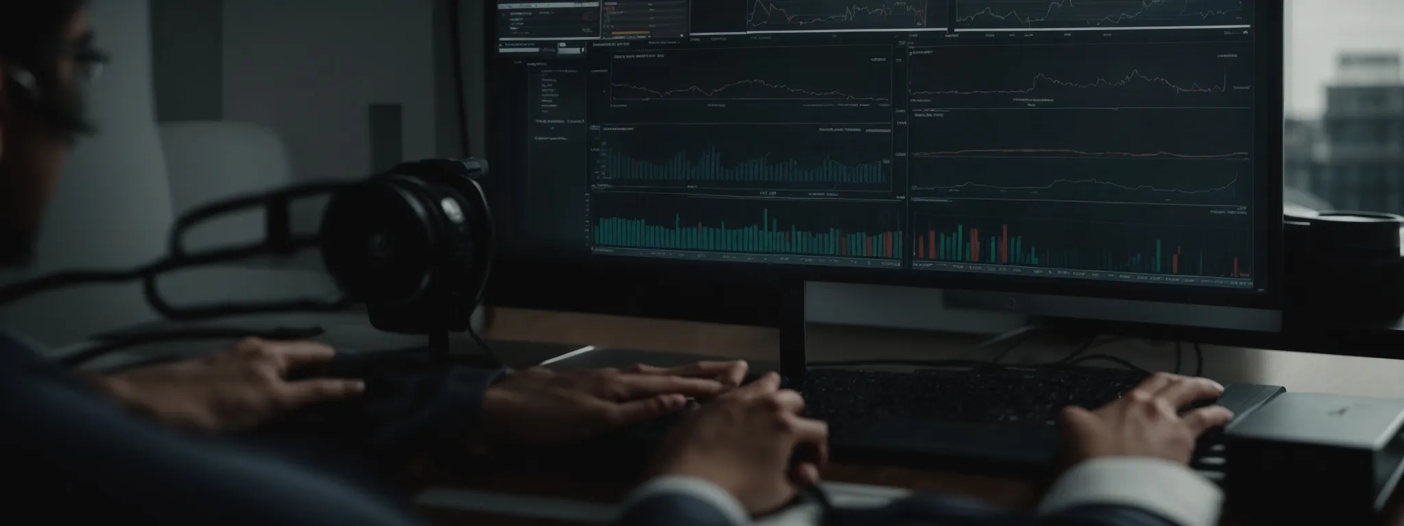 a person analyzing graphs and charts on a computer screen to track website performance.