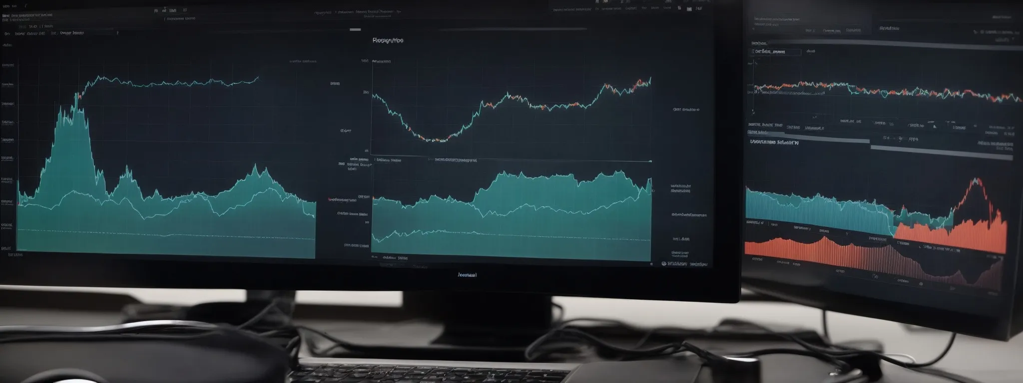 a graph illustrating the rise in website traffic over several months, alongside advanced analytics tools displayed on a computer screen.