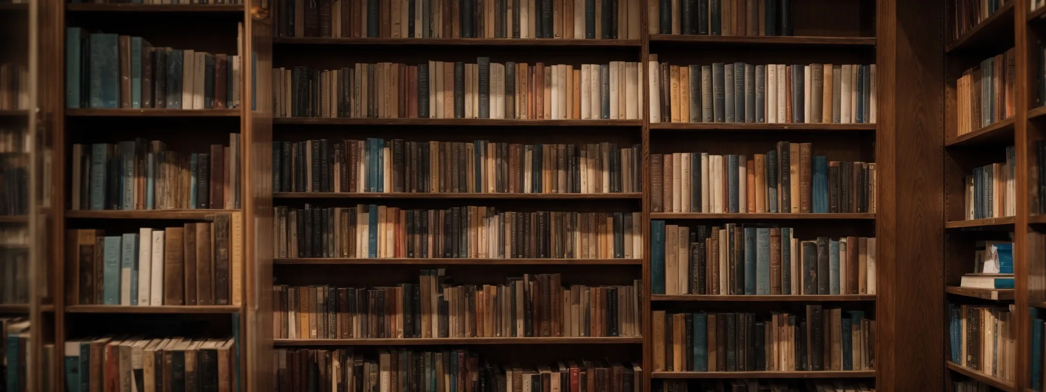 a close-up of a well-organized library with books categorized and shelved according to different subjects and genres.