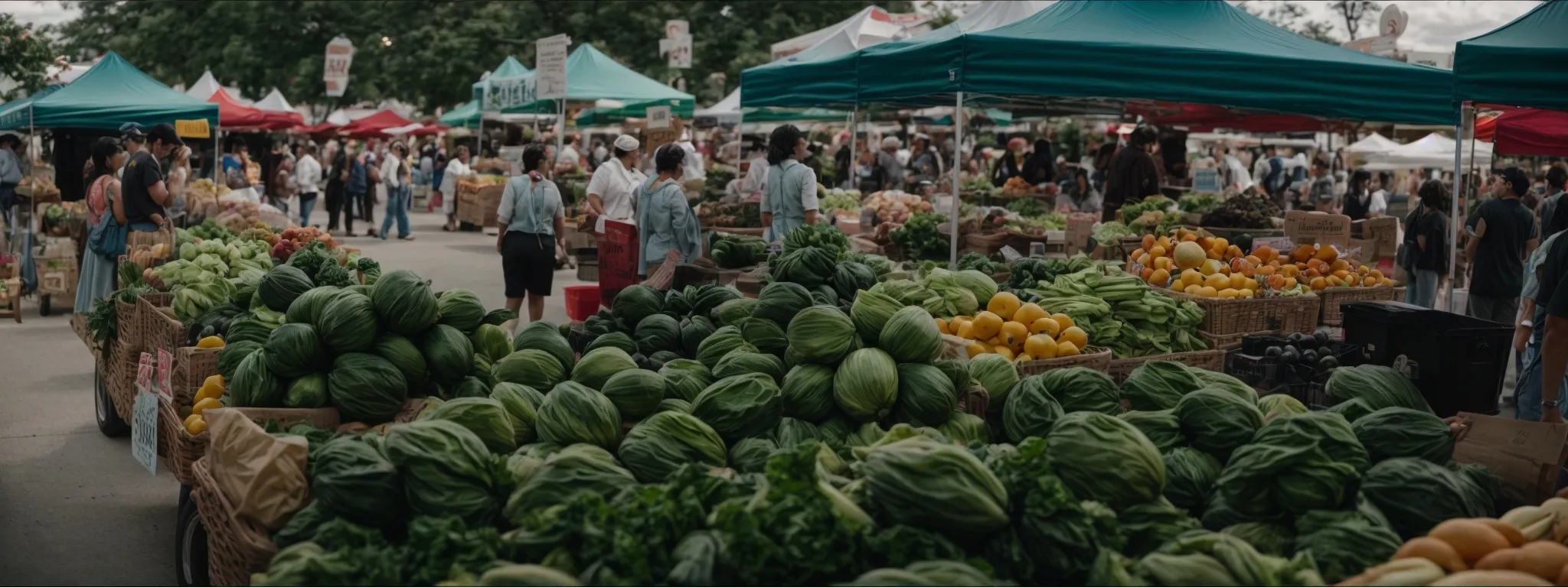 a bustling maryland farmer's market scene showcasing diverse local produce and community engagement.