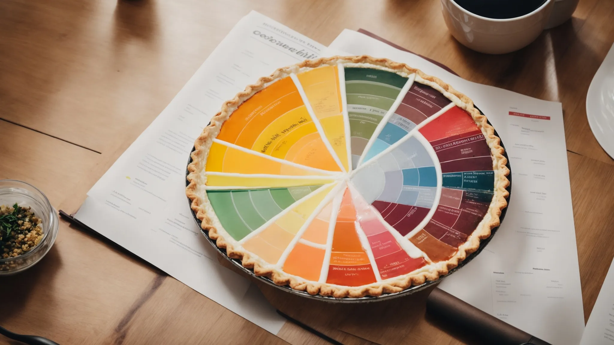 a business owner reviews a colorful pie chart representing different sources of website traffic, focusing on local engagements.