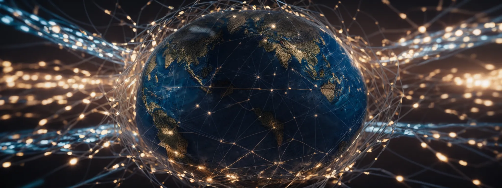 a digitized globe surrounded by a network of light, representing innovation and global connectivity in the digital age.