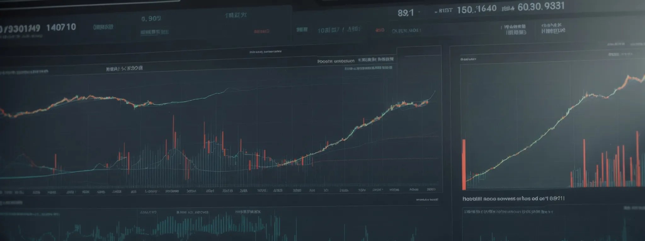 a screen showing graphs and charts illustrating website traffic and performance metrics.