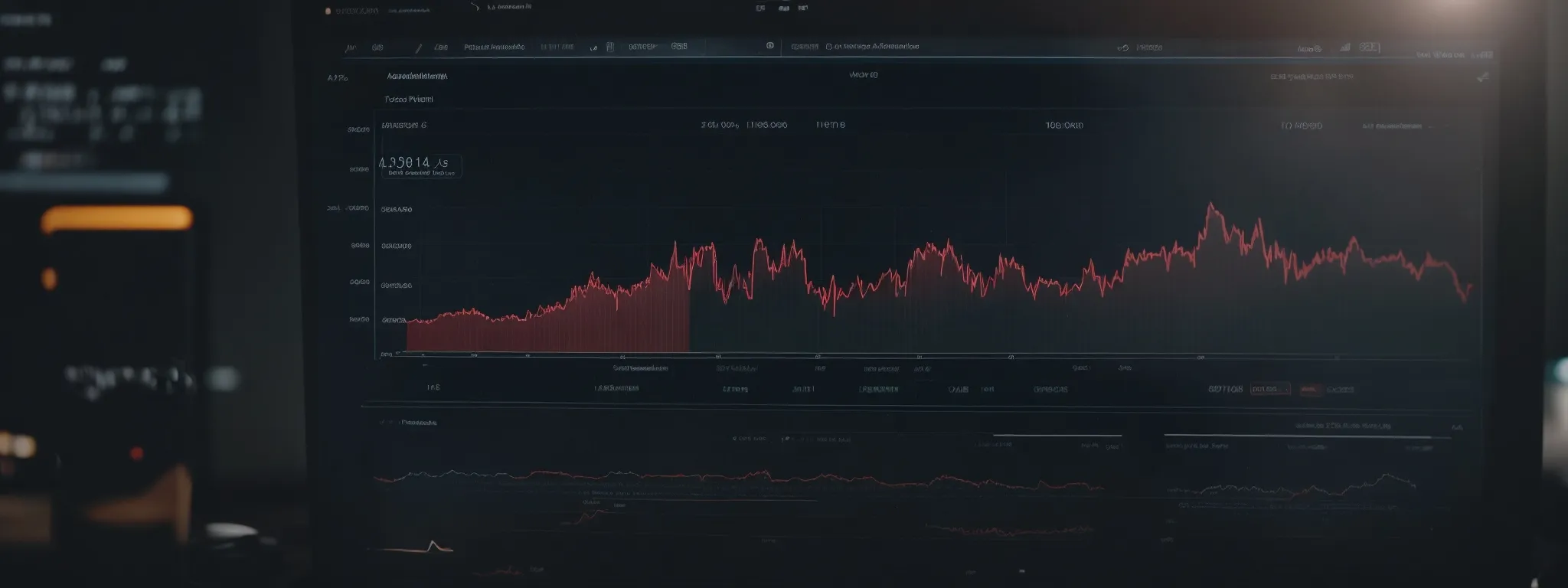 a computer screen displaying graphs and analytics for website performance.