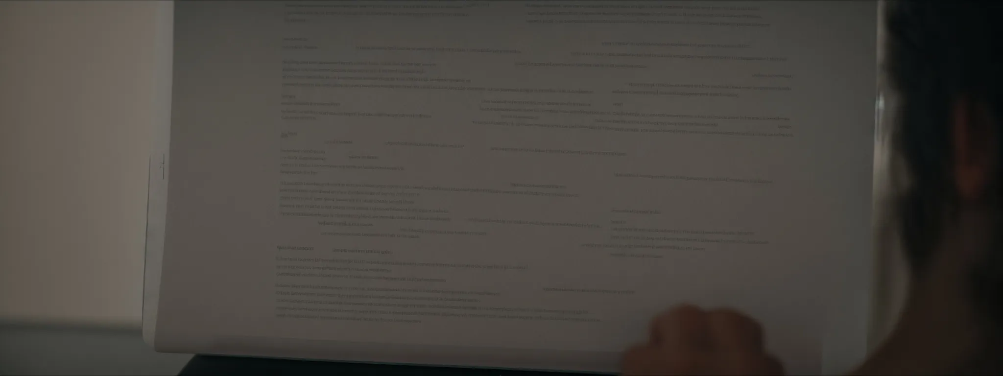 a person reading an organized, clearly sectioned document on a computer screen.