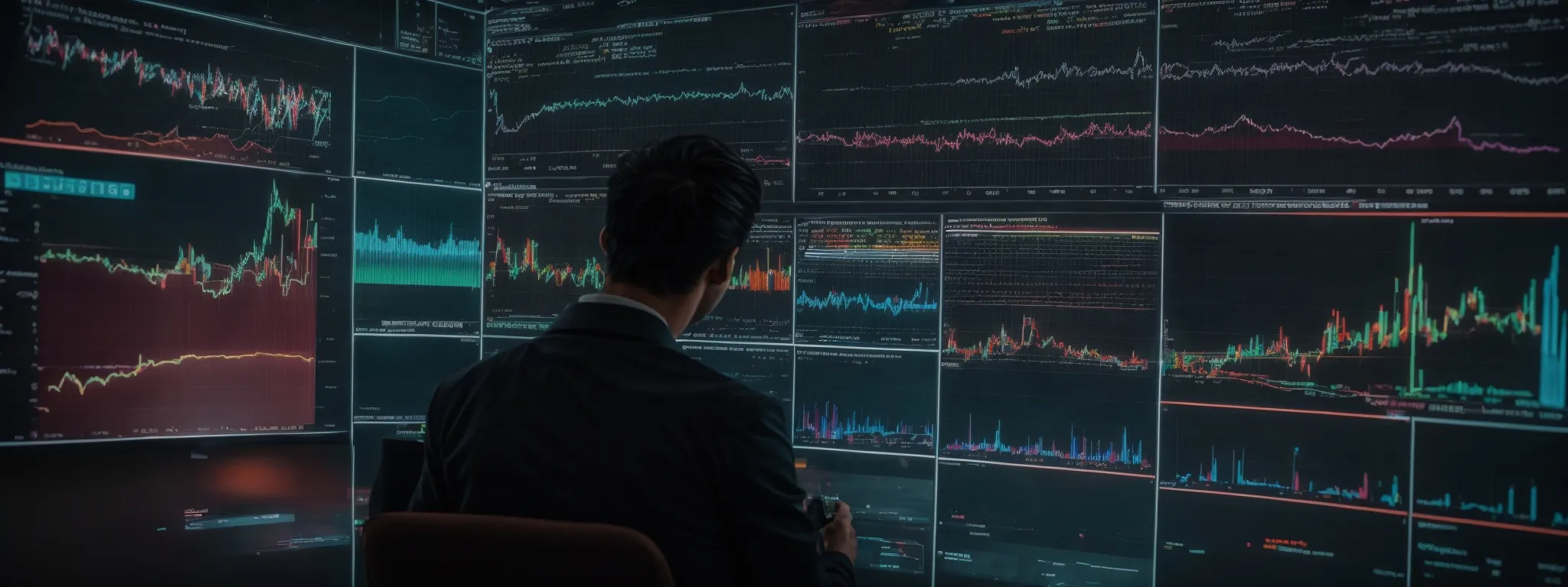 a person analyzing multi-colored analytics graphs on a digital screen, reflecting a strategic approach to seo improvement.
