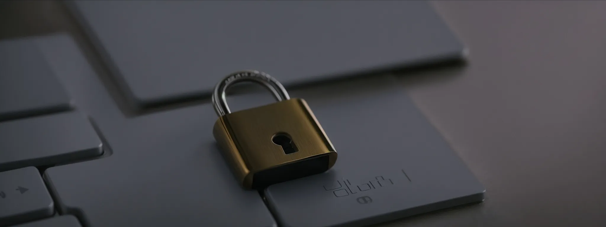 a metallic padlock rests on an illuminated keyboard, symbolizing online security without implying search engine dominance.