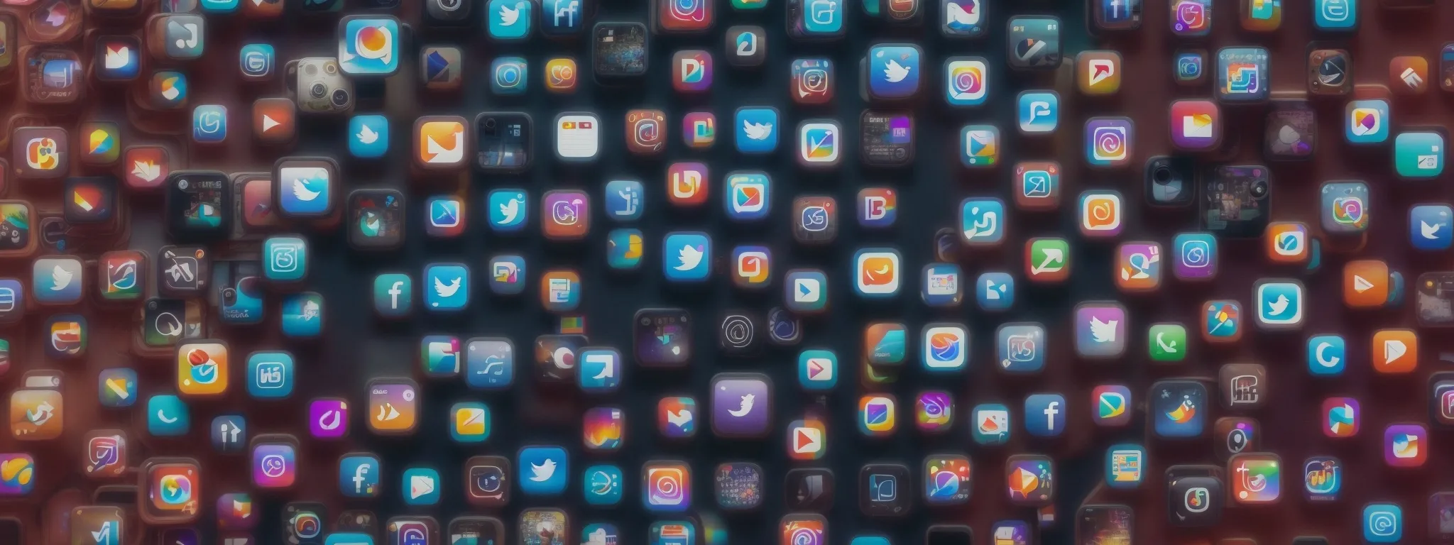 a smartphone displaying an array of colorful social media app icons on its screen, with a magnifying glass hovering above showcasing the connection between social media and seo.