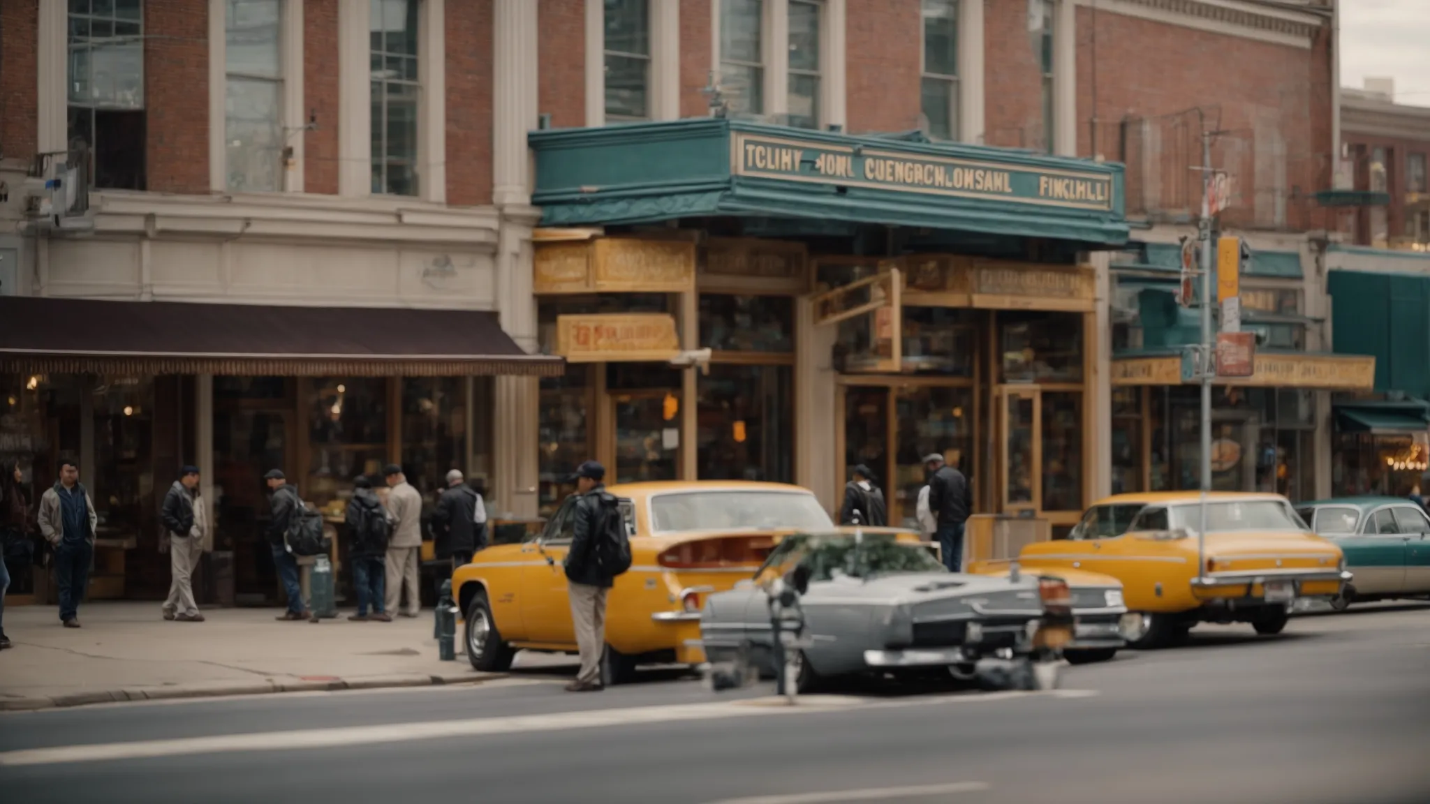 a bustling city center in pennsylvania with thriving storefronts and visible pedestrian traffic.