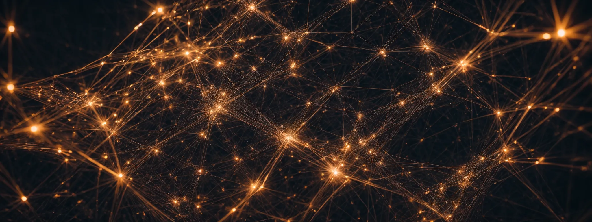 a network of interconnected nodes glowing against a digital landscape illustrating the complexity of online link structures powered by ai.