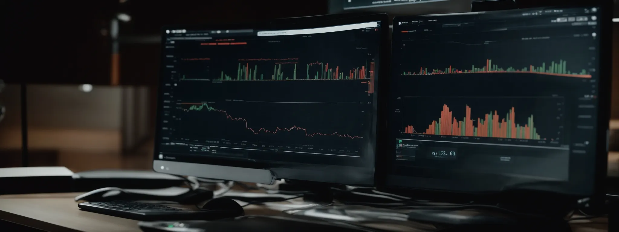 a computer screen displaying an analytics dashboard with graphs showing website traffic trends.