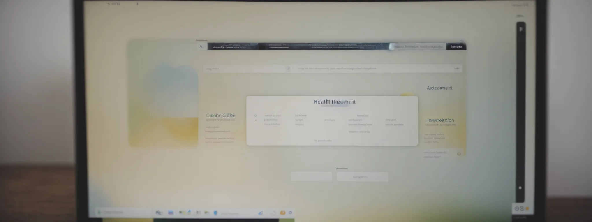 a health insurance website on a computer screen displaying different insurance plans and clear navigational menus.