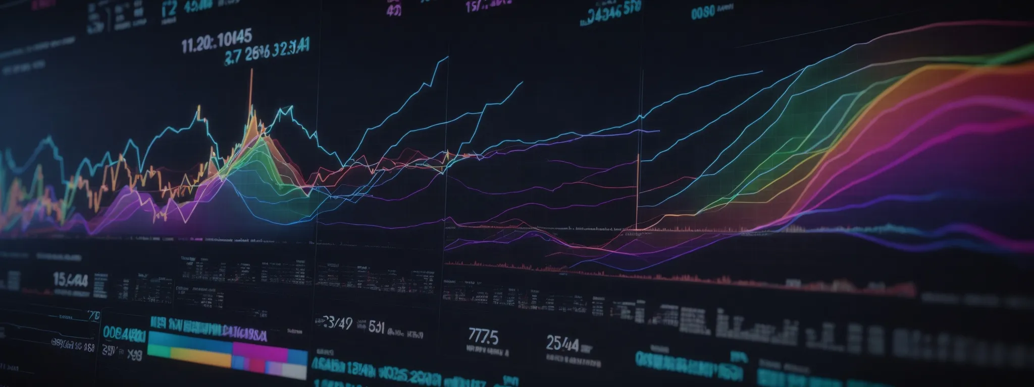 a computer screen showing colorful graphs and charts representing seo analytics and performance metrics.