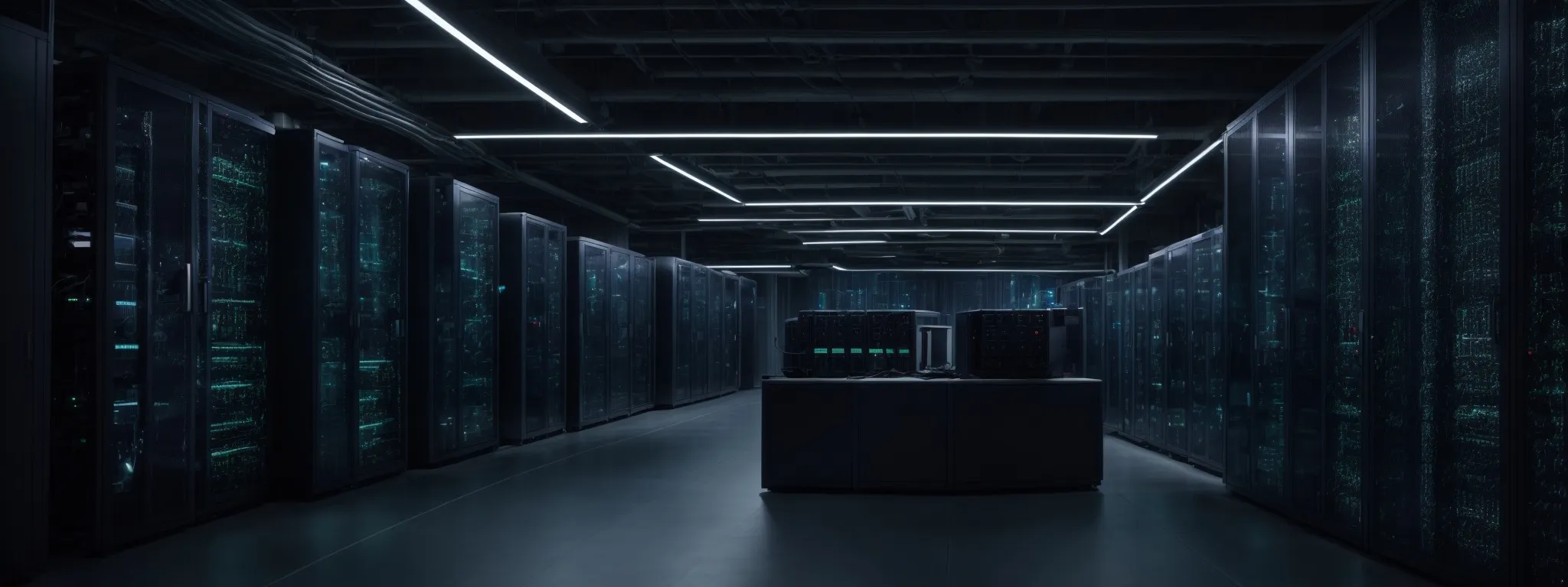 a server room with rows of high-tech equipment illustrating a secure data center environment.