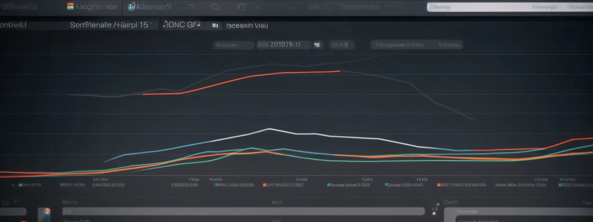 a graph on a computer screen shows a downward trend in the context of search engine rankings.