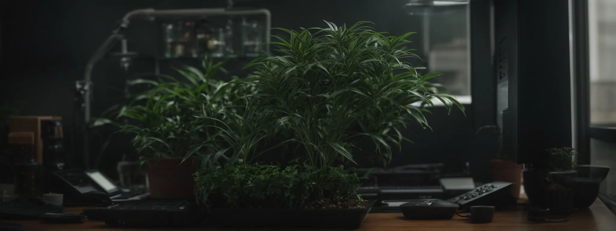 a growing plant by a computer symbolizes the scalability and long-term support in digital marketing.