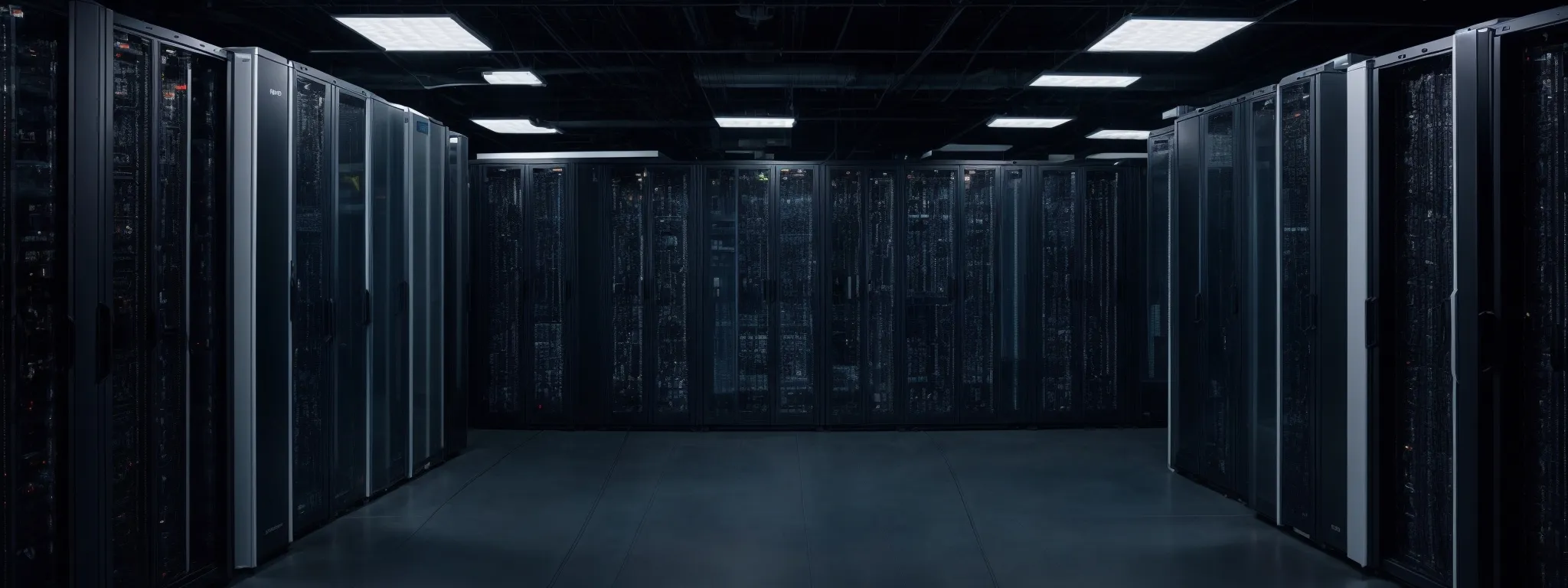 an image of a clean, structured data center with servers aligned in rows, symbolizing website infrastructure optimization.