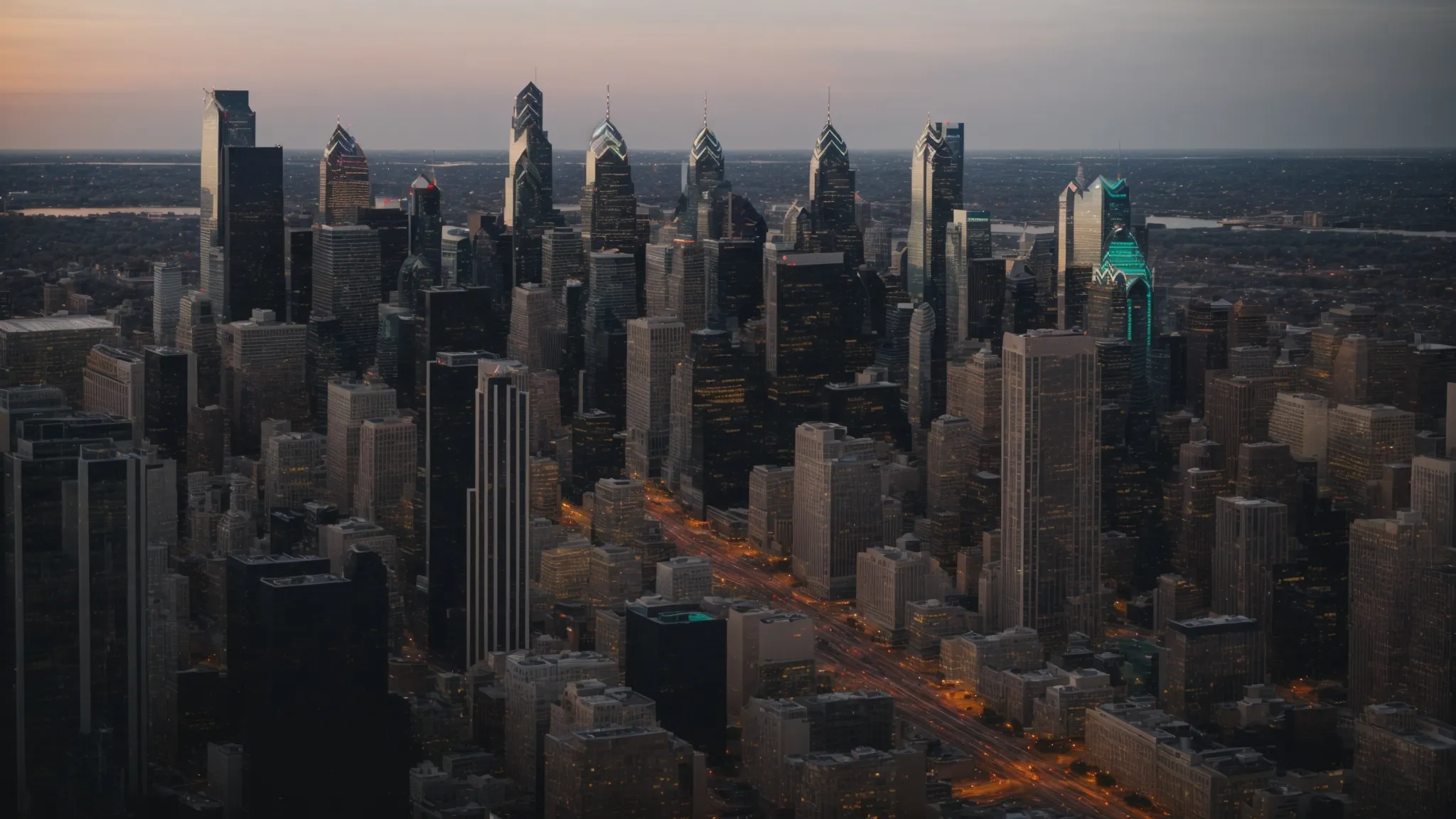 a panoramic view of the philadelphia skyline symbolizing pennsylvania's bustling online market sphere.