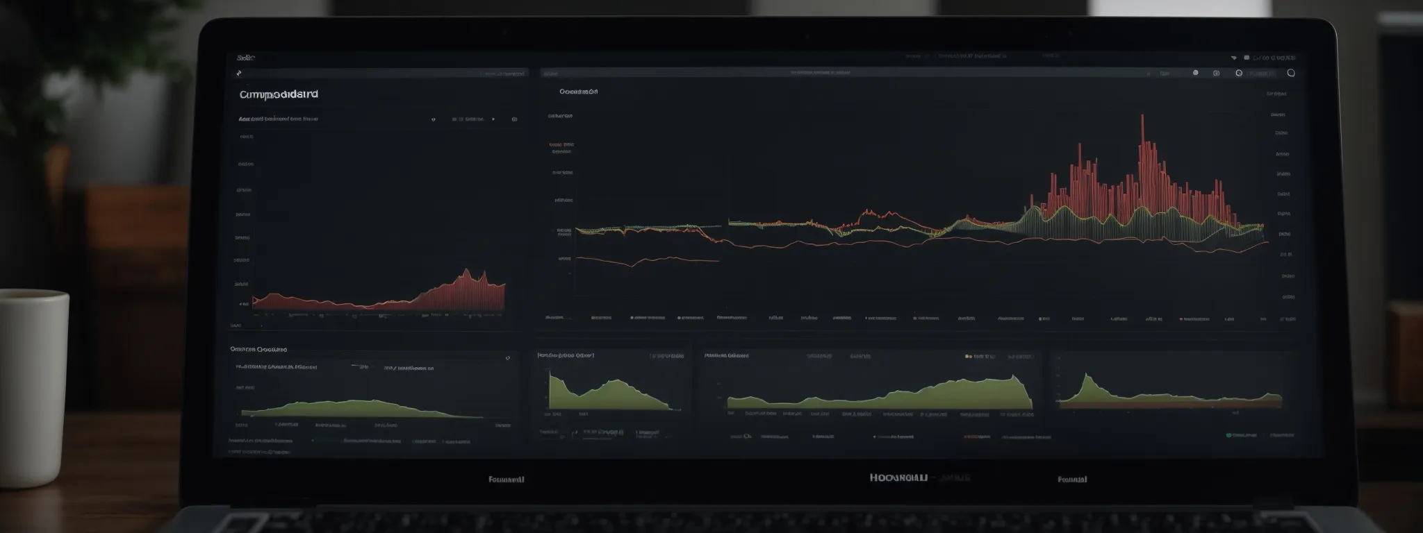 a computer screen displaying an analytics dashboard with traffic growth charts on an e-commerce platform.