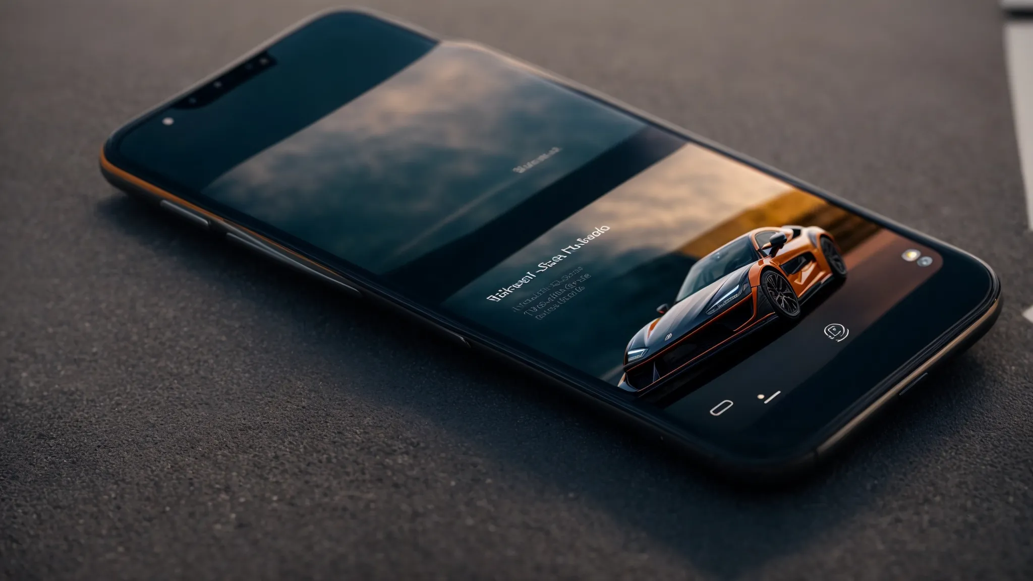 a smartphone displaying a sleek car model on an auto manufacturer's responsive website.