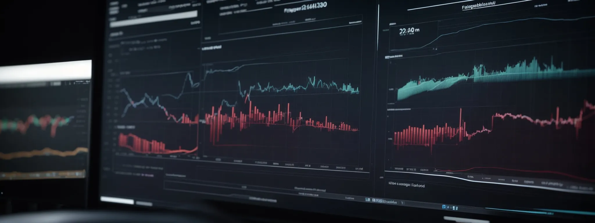 a computer screen displaying a complex data analysis dashboard with graphs showing seo performance trends.