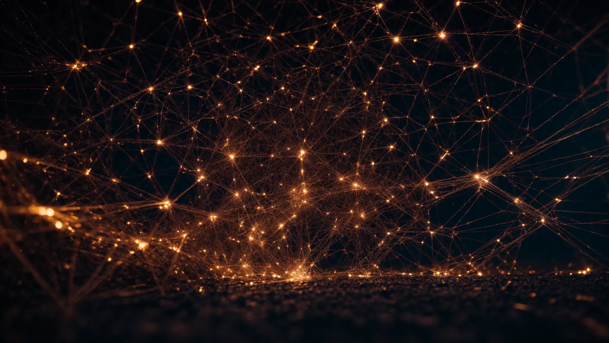 a web of interconnected nodes glowing against a digital landscape, symbolizing a network of strong links.
