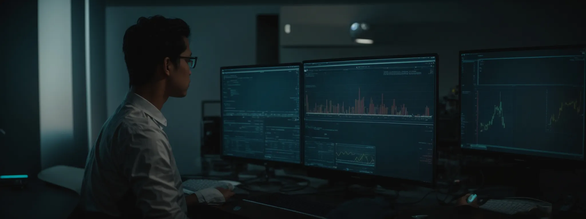 a professional analyzing data on a computer screen with a clear and intuitive interface design.