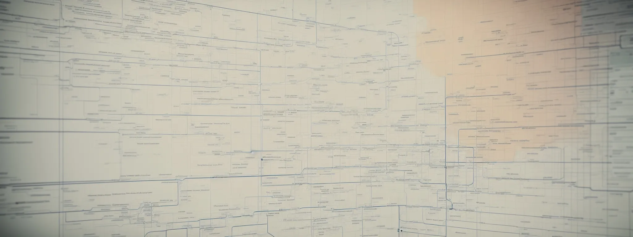 a computer screen displaying a complex diagram of a sitemap indicating the structure of a website's pages.