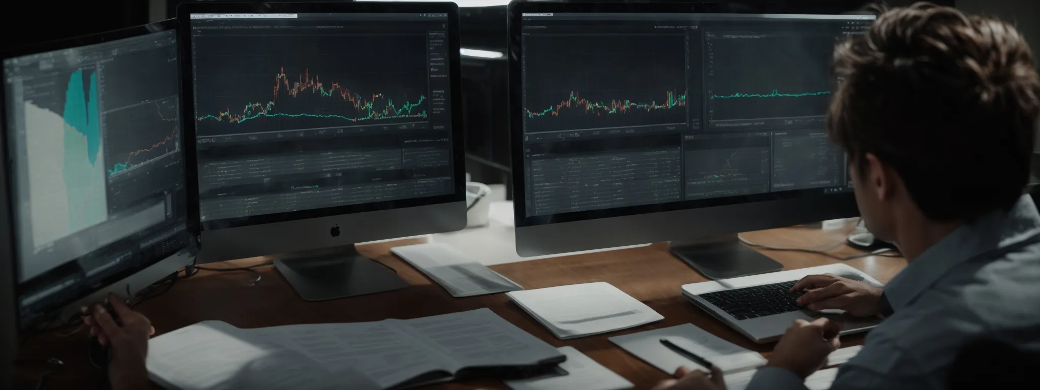 a person analyzing graphs and charts on a computer screen to gauge seo performance.