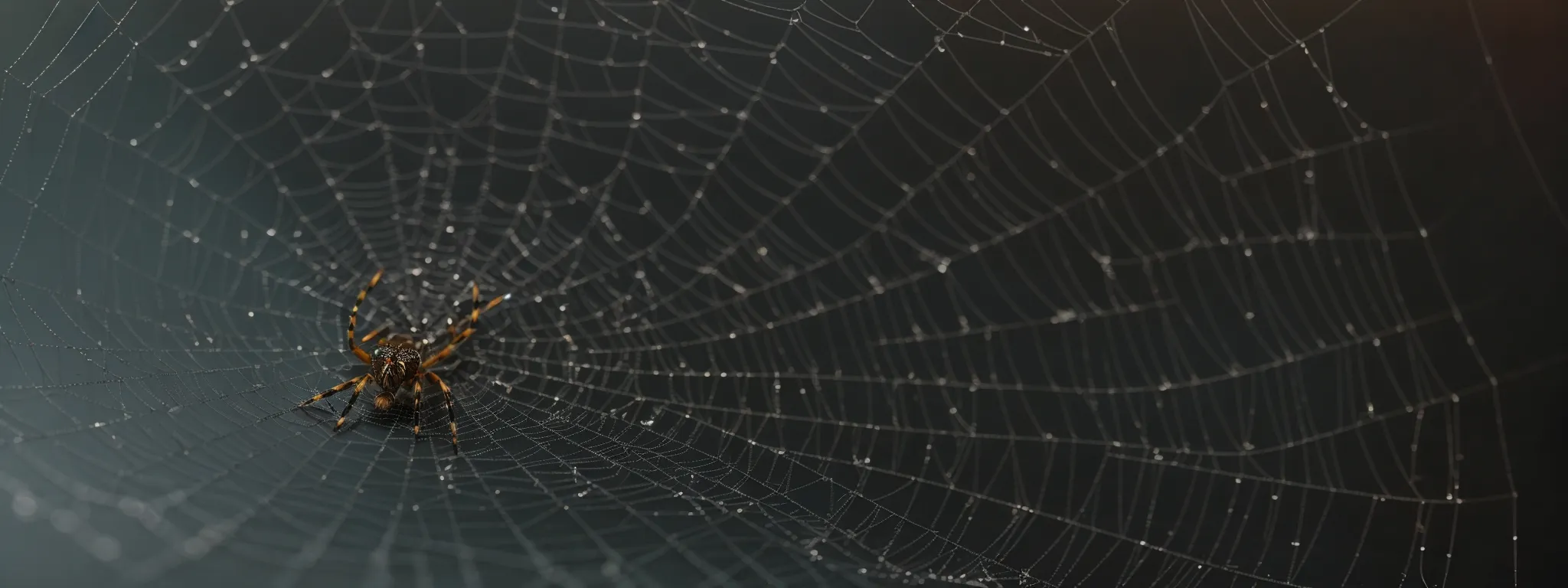 a spider meticulously crafting its web, embodying the strategic finesse of contextual internal linking in seo.