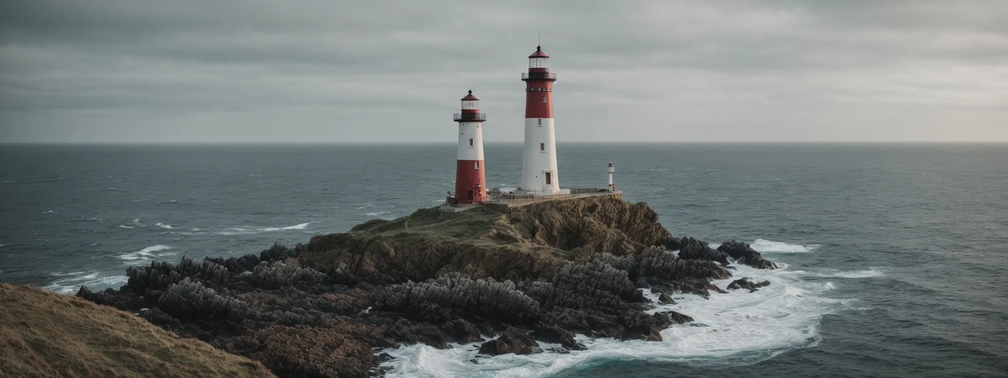 a lighthouse standing prominently on a unique shoreline, distinct from its surroundings, signifies a guide through the complex seas of seo.