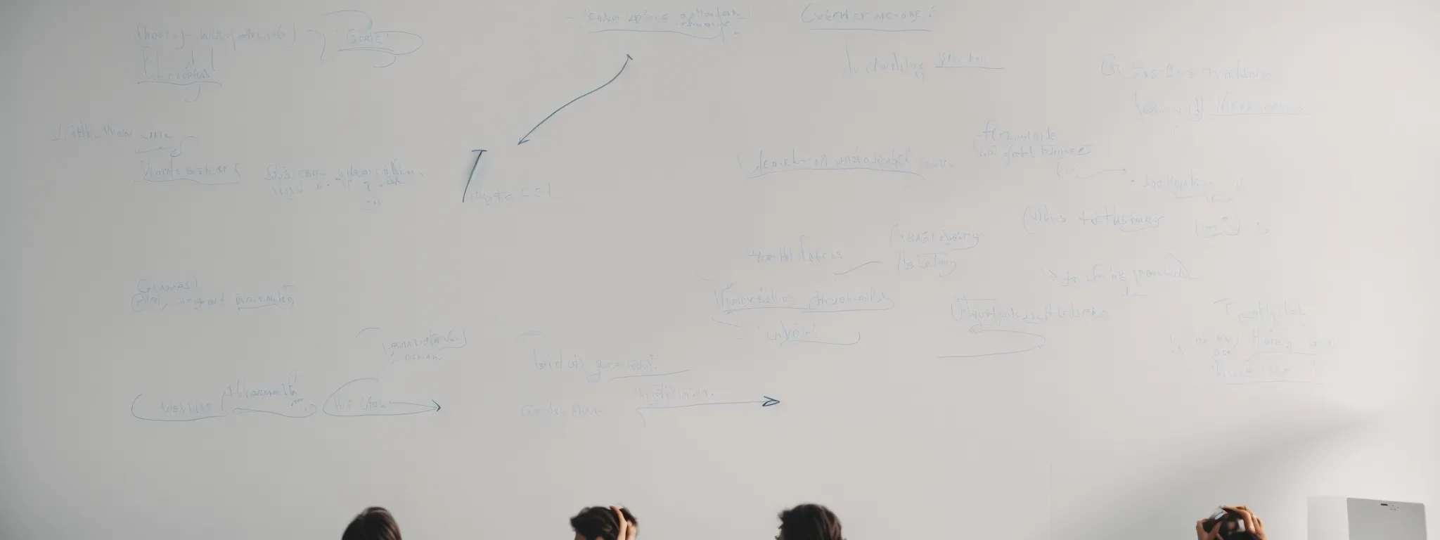 a brainstorming session with a minimalistic whiteboard and marker, outlining a streamlined business plan.