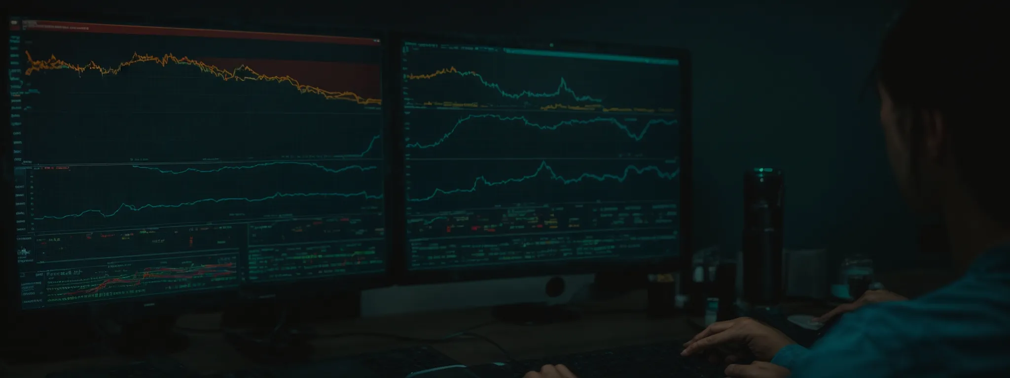 a person analyzing a graph comparing traffic growth trends on a computer screen.