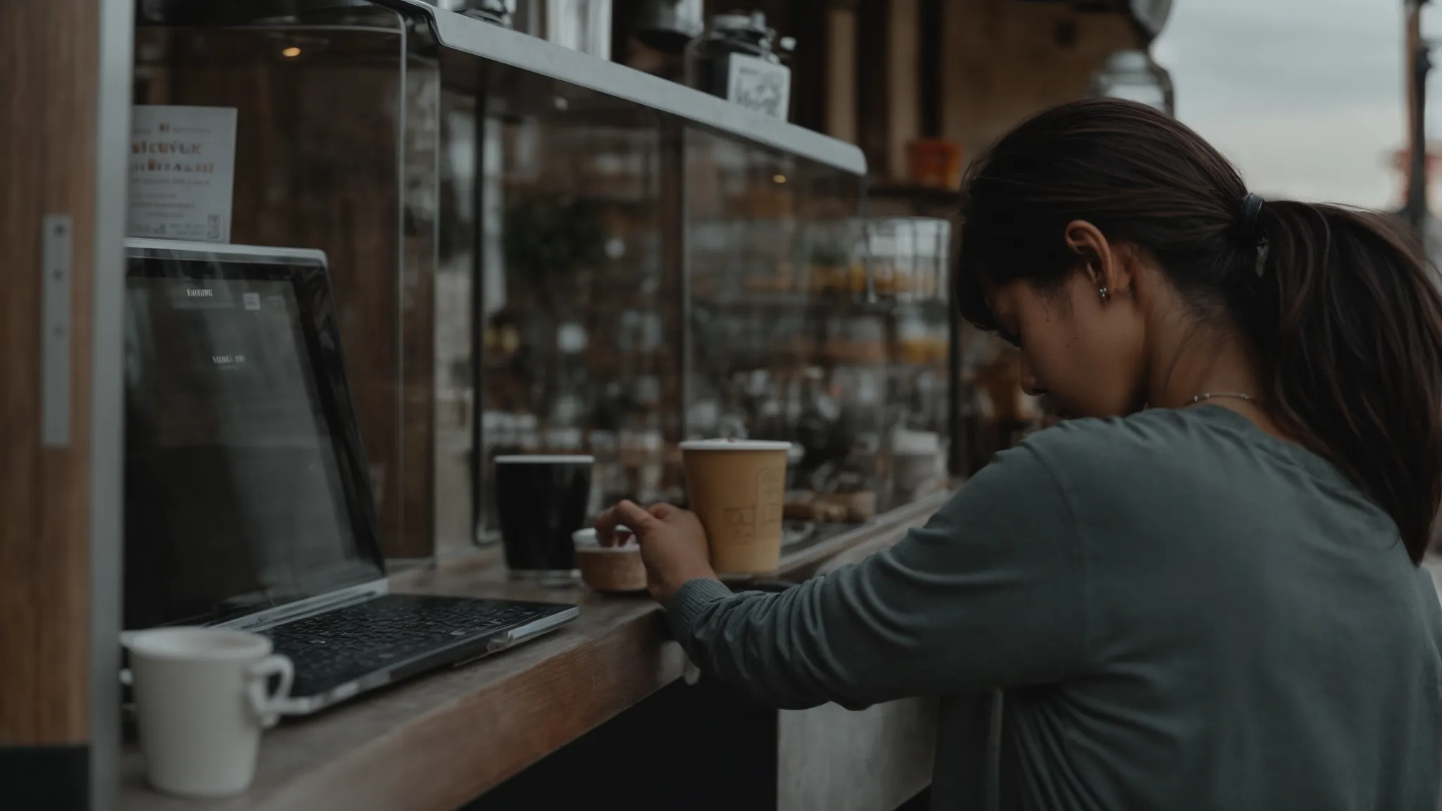 a local cafe owner updates the opening hours on a digital profile displayed on a computer screen.