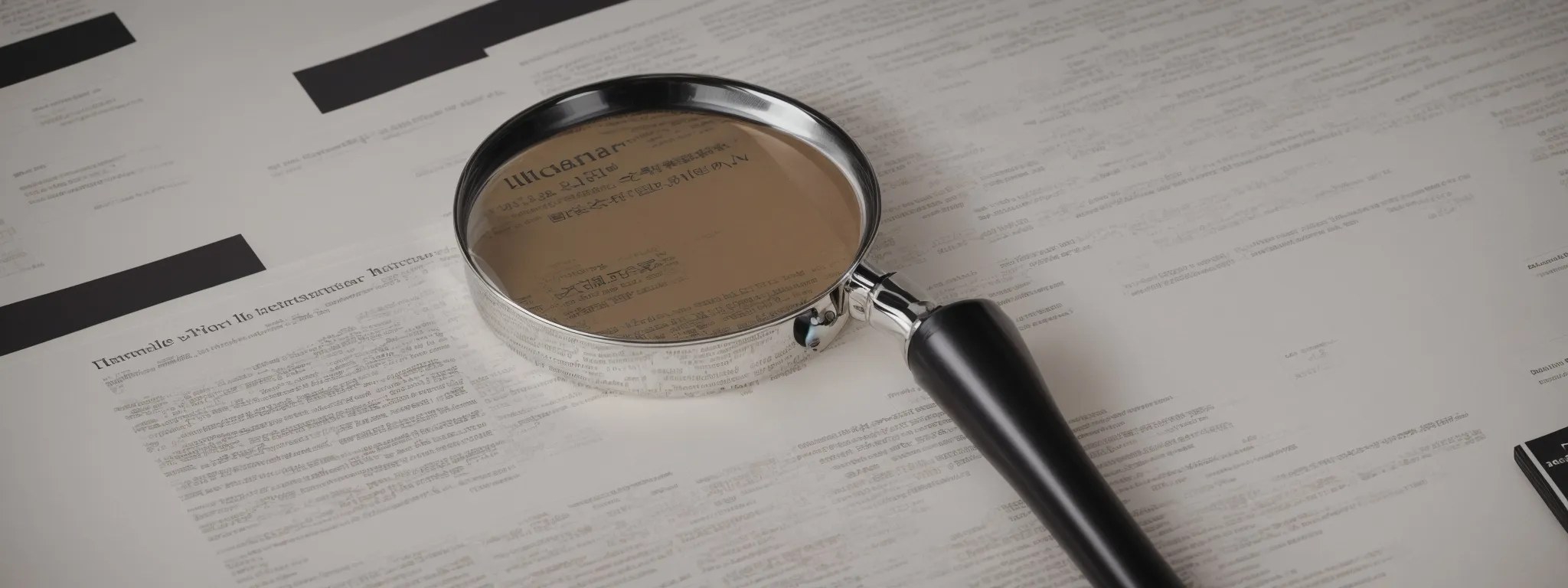a magnifying glass hovering over a puzzle of a website layout, representing the search for hidden seo tactics.