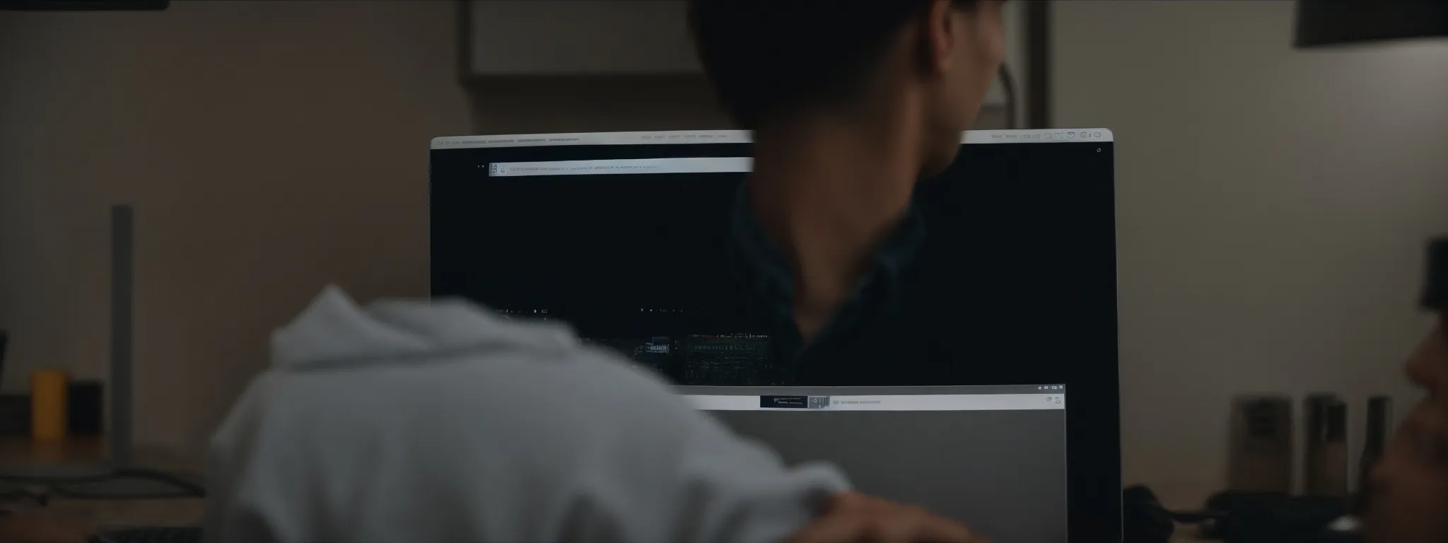 a person sitting at a computer navigating through a members-only website.