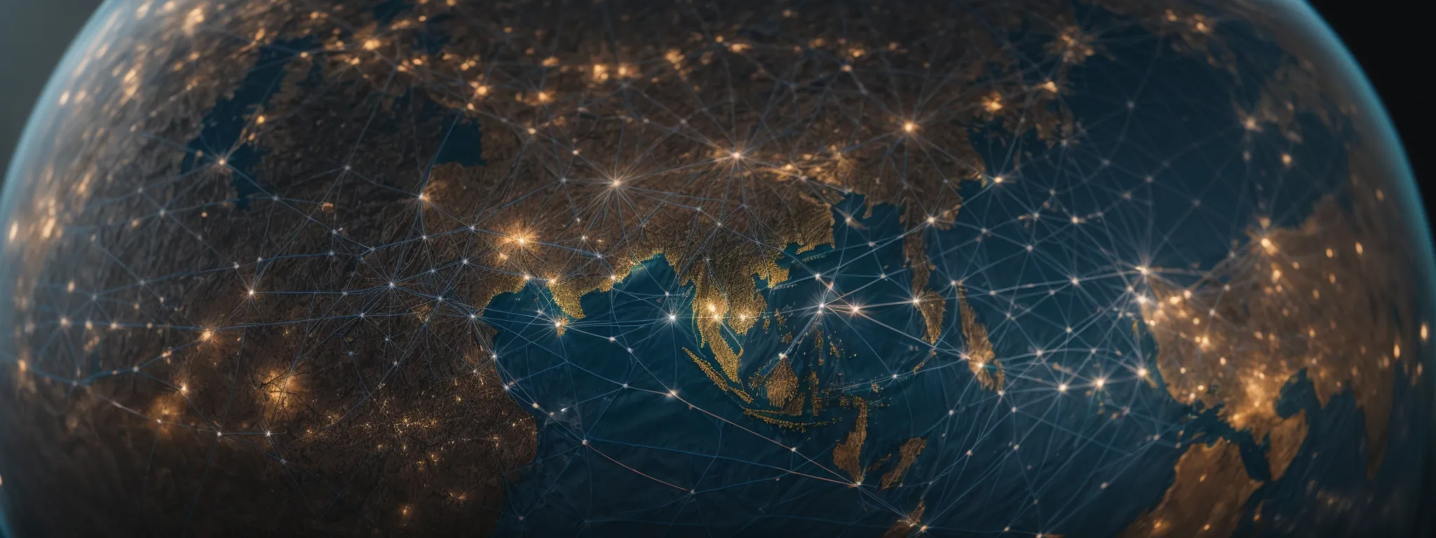 a globe highlighted with various digital connections illustrates the expansive reach of a startup's international seo ambitions.