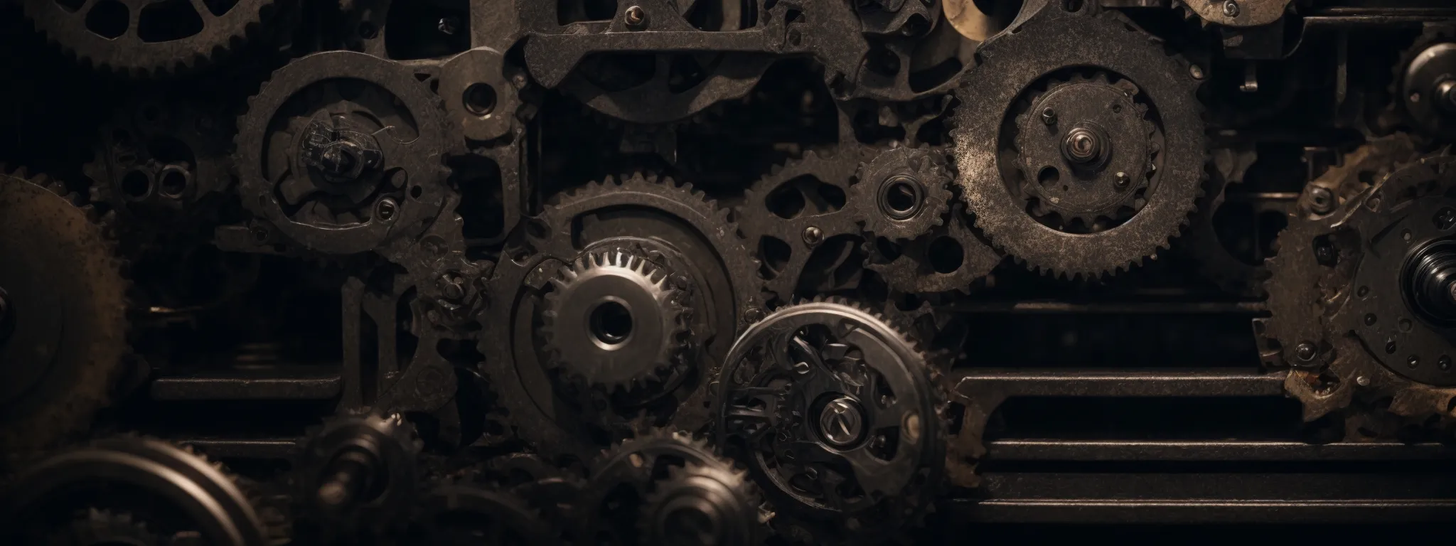 gears meshing seamlessly amid industrial machinery, symbolizing the integration of seo in the industrial market's digital strategy.