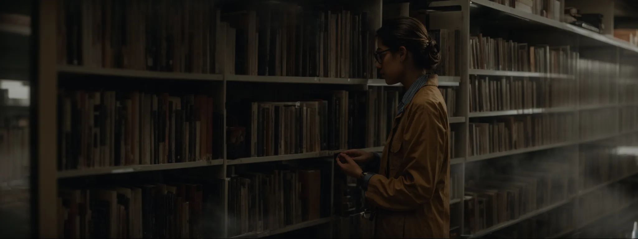 a librarian archiving books on a shelf, symbolizing organized information and reliable sources.