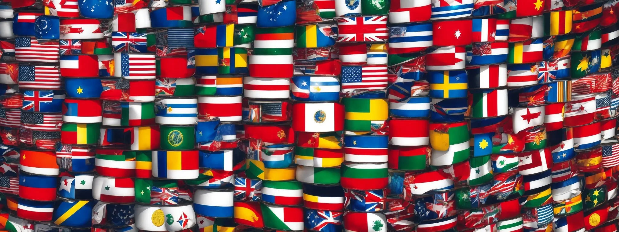 a globe surrounded by diverse flag icons with interconnected lines symbolizing a multilingual internet network.