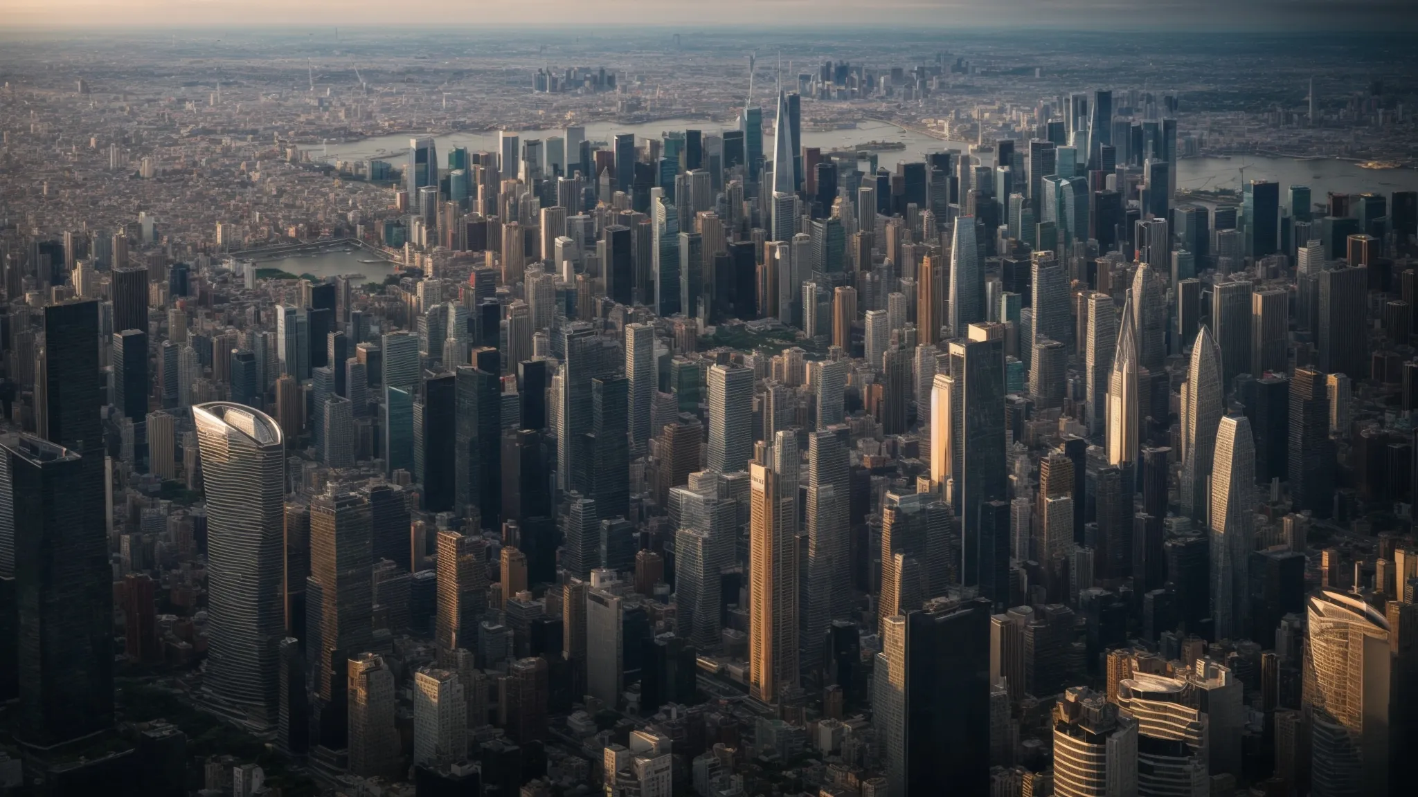 a panoramic skyline view of major world cities, symbolizing the global impact of elite seo agencies.