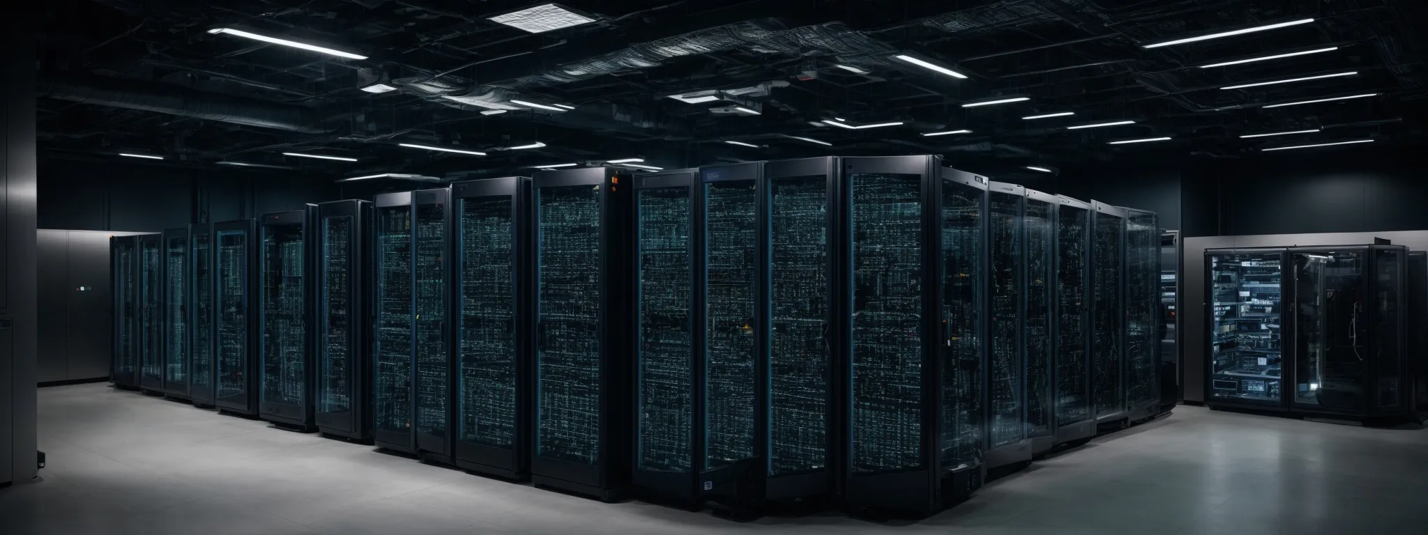 a vast server room representing the expansive digital infrastructure of a large website.