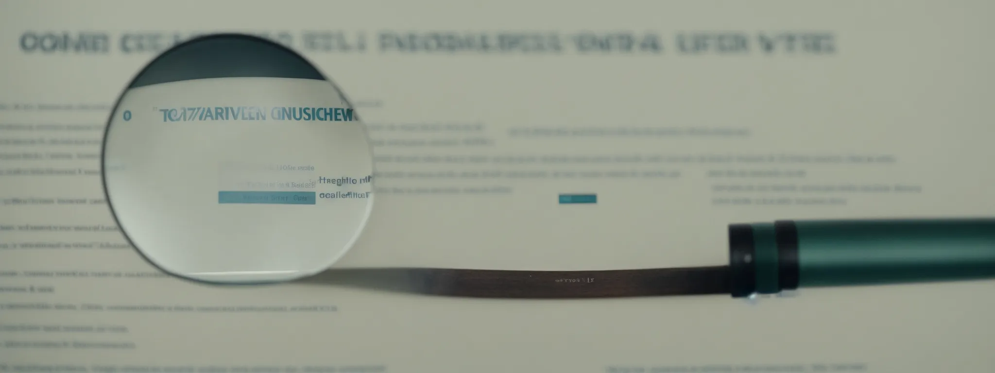 a magnifying glass hovering over a webpage displaying crisp, clear headings and paragraphs with engaging images beside the text.