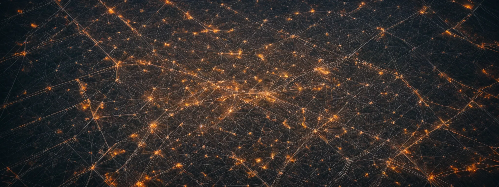 a bird's-eye view of a well-ordered network of interconnected nodes, symbolizing a structured sitemap.