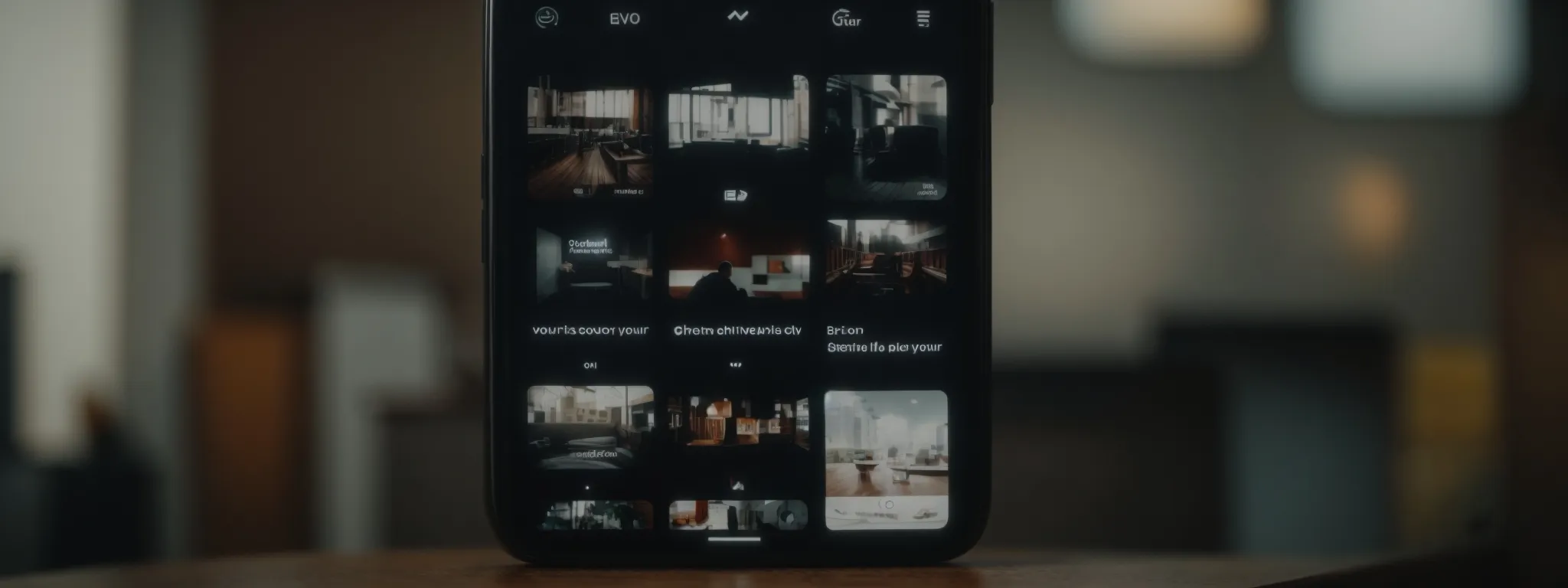 a smartphone displaying a looping video clip of a creative brand advertisement on the vine app, set against a backdrop of social media icons.