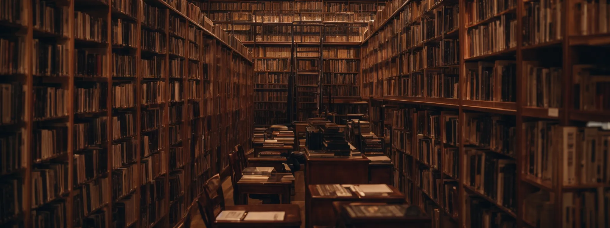 a library with rows of books symbolizing the wealth of information on optimizing website authority.